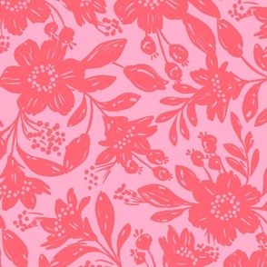 Mediterranean Floral in Coral Large Scale