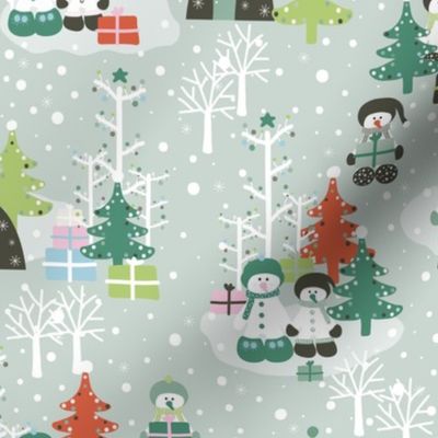 Extra Small / Snowmen Village - Greens