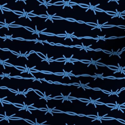 Blue Barbed Wire on Black