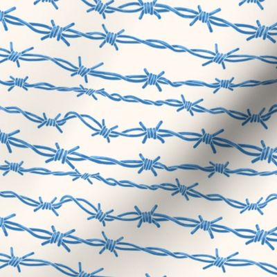 Highlighted Blue Barbed Wire on Cream