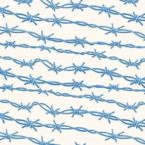 Highlighted Blue Barbed Wire on Cream
