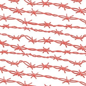 Highlighted Red Barbed Wire on White