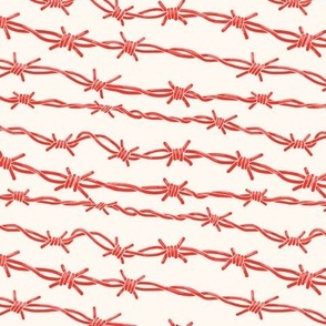 Highlighted Red Barbed Wire on Cream