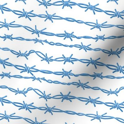 Highlighted Blue Barbed Wire on White