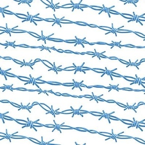 Highlighted Blue Barbed Wire on White