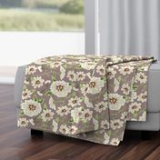 Floral Beauty Flowers Taupe Neutral Medium 8"