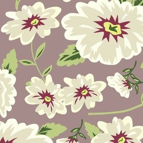 Floral Beauty Flowers Taupe Neutral Medium 8"