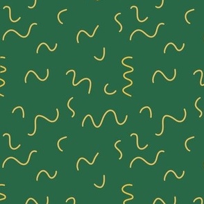 Yellow Mustard Squiggles on Green