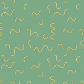Yellow Mustard Squiggles on Teal