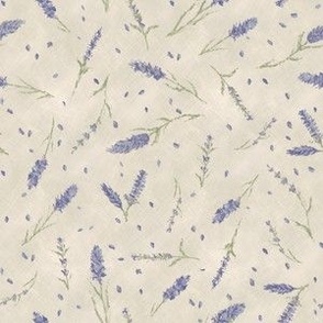 Small Lavender Blooms on Linen