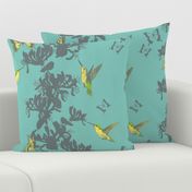 Hummingbird and Butterfly Floral - large