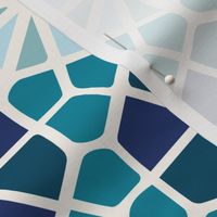 Geometric Hexagon Mosaic Tile Flowers in Blue, Teal and Turquoise (Med/Lge)