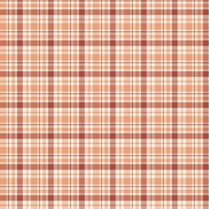 french country "Twill" Plaid in apricot peach ivory and brick