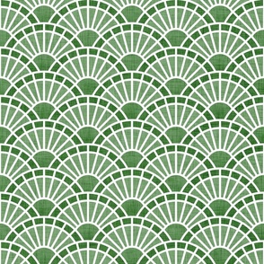 Serene Sunshine- 38 Kelly Green- Art Deco Wallpaper- Geometric Minimalist Monochromatic Scalloped Suns- Petal Cotton Solids Coordinate- Small- Dark Forest Green- Christmas- Neutral