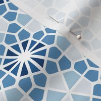 Geometric Hexagon Mosaic Tile Flowers in Blue and White (Small/Med)