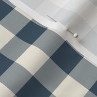 french country gingham in ivory and dark denim blue