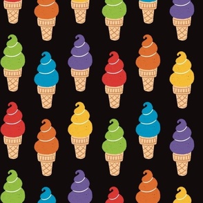 Rainbow Ice Cream Cones Black