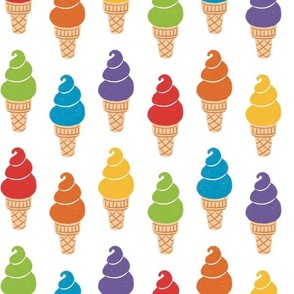 Rainbow Ice Cream Cones White