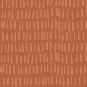 Dark Terracotta Orange Boho Dash Lines Texture Pattern