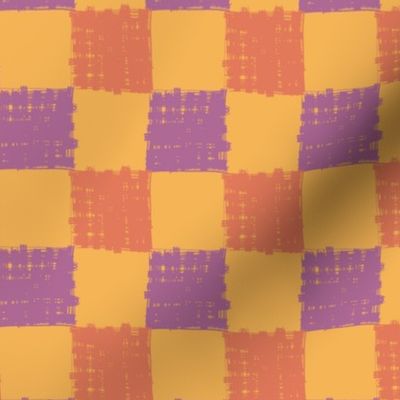 Lilac Purple, Orange, Yellow Gold Checkerboard