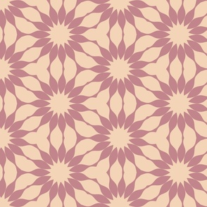 Pink floral Trellis on Beige / Medium