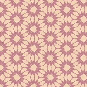 Pink floral Trellis on Beige/  Small