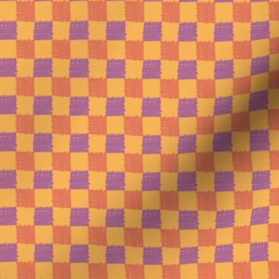 Lilac Purple, Orange, Yellow Gold Checkerboard