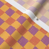 Lilac Purple, Orange, Yellow Gold Checkerboard