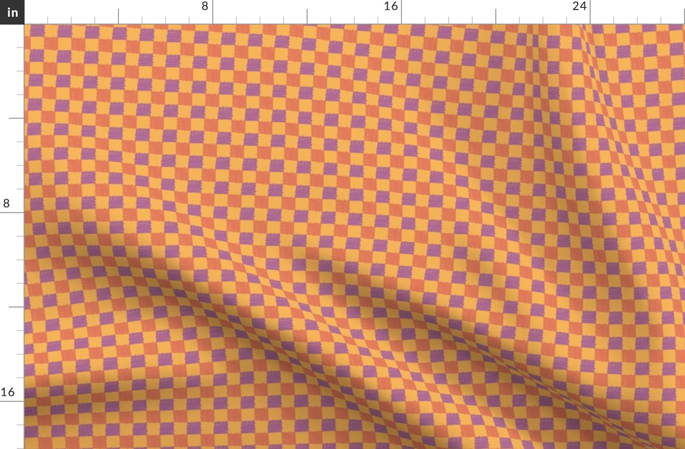 Lilac Purple, Orange, Yellow Gold Checkerboard