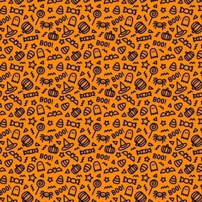 Halloweeen Chunky Doodle: Black on Orange (Extra Small Scale)