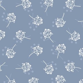 Berry Blossom Toss: Dusty Blue Floral, Gray Blue Botanical