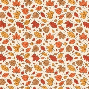 Doodle Leaves: Orange Yellow Brown (Extra Small Scale)