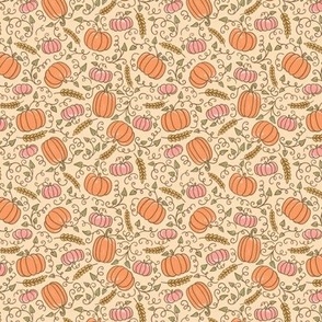 Pretty Pumpkin Patch on Peach (Extra Small Scale)