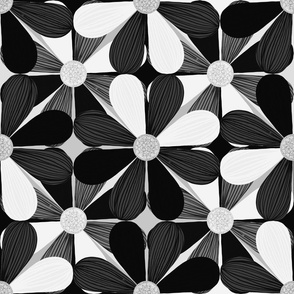 Black and White Checkered Daisy