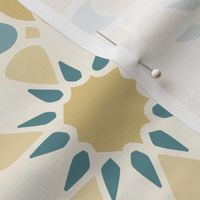 Geometric Moroccan Tile Starburst Stars in Mustard Yellow and Teal Blue (Large)