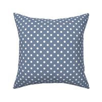 Dark Dotty: Slate Blue & White Polka Dot, Dusty Blue Dotted