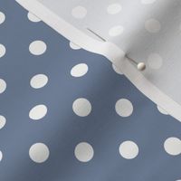 Dark Dotty: Slate Blue & White Polka Dot, Dusty Blue Dotted