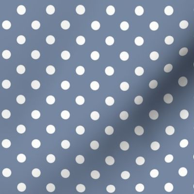 Dark Dotty: Slate Blue & White Polka Dot, Dusty Blue Dotted