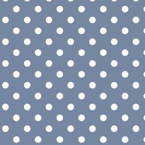 Dark Dotty: Slate Blue & White Polka Dot, Dusty Blue Dotted