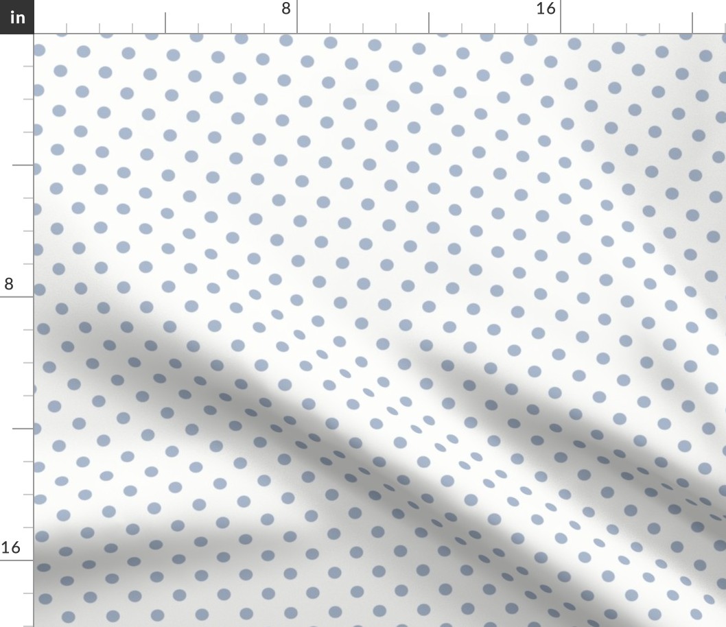 Dotty: Dusty Blue & White Polka Dot, Gray Blue Dotted