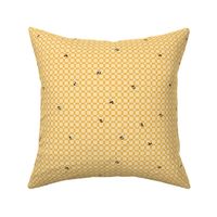 XXS ✹ Whimsical Scattered Bumblebees on Textured Yellow Checkered Gingham