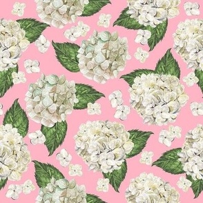 White Hydrangeas PInk Medium 8