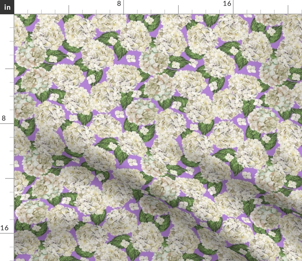 White Hydrangeas Purple Medium 8" Non-directional  Packed