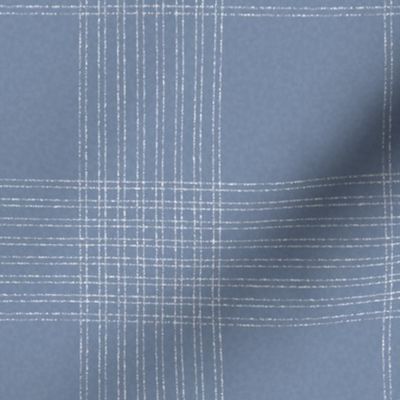 6" Crossover Plaid dark: Slate Blue & Cream, Dusty Blue Linear Plaid