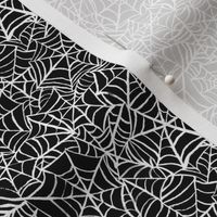 Spiderwebs - Ditsy Scale - White and Black Halloween Goth Spider Web Gothic Cobweb
