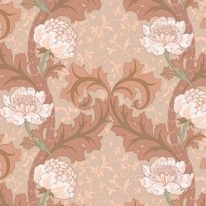 Arts and Crafts Blooming Floral Warm Earthy Neutrals