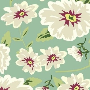 Floral Beauty Flowers Green Large 12"