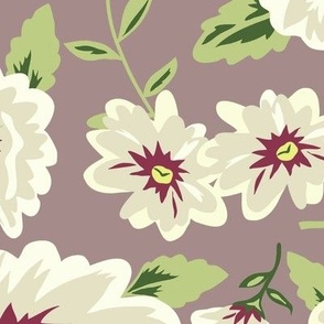 Floral Beauty Flowers Taupe Neutral Large 12"