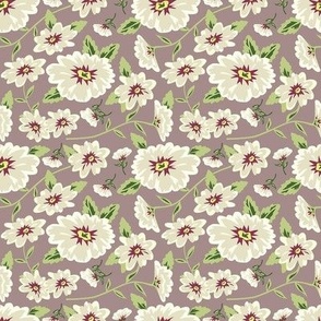 Floral Beauty Flowers Taupe Neutral Small 4"