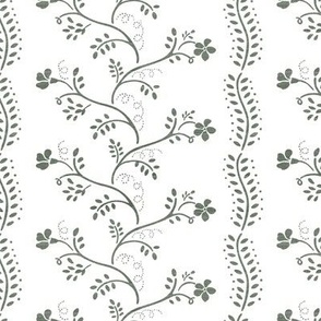 marie | french linen floral with dots duck green on white
